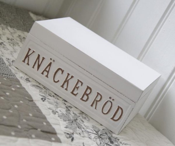 Trälåda KNÄCKEBRÖD vit med lock
