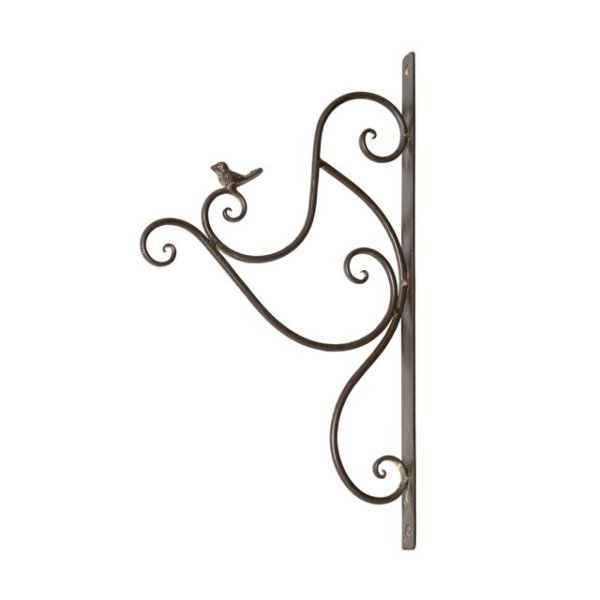 Stor väggkrok för lyktor och amplar med fågel