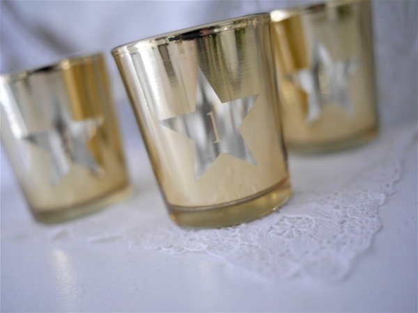 Advents glas 1 2 3 4 i guld för värmljus