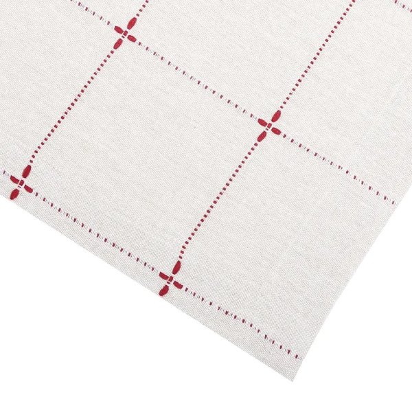 Gardinkappa Mia i linne chambray och röda detaljer 