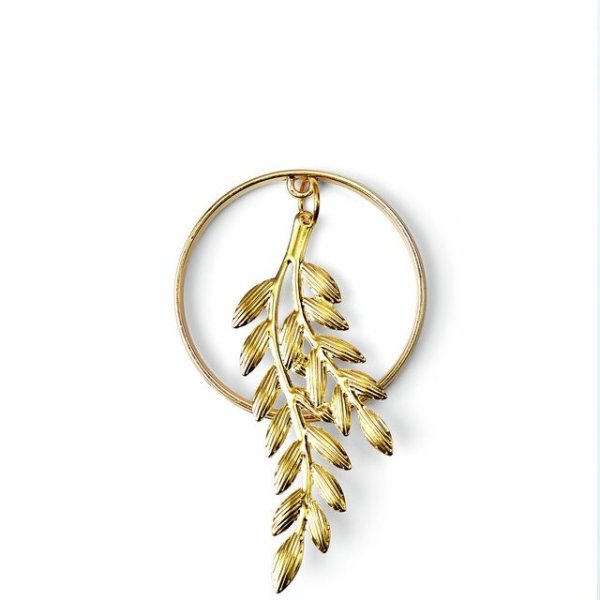 Vacker servettring 4-pack med blad i guld