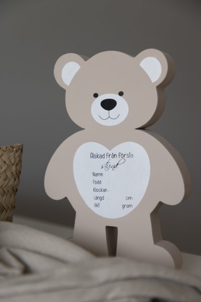 Dop födelse nalle med text
