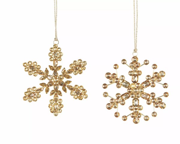 Snöflinga i guld med diamant dekoration