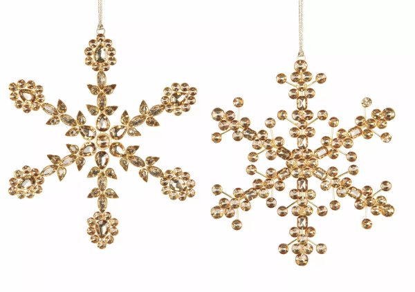 Snöflinga i guld med diamant dekoration