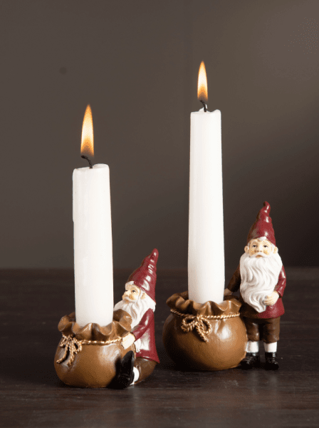 Tomte ljusstake tomte med säck 