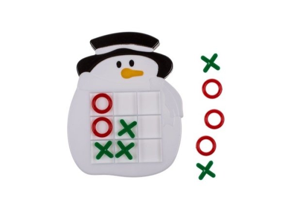 Tre i rad spel med tomte och snögubbe