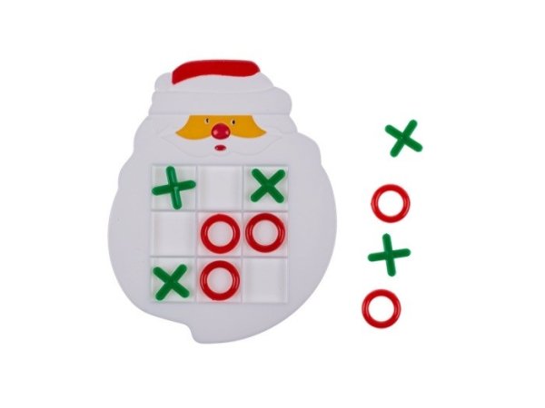 Tre i rad spel med tomte och snögubbe