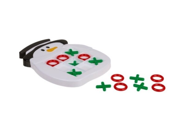 Tre i rad spel med tomte och snögubbe